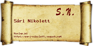 Sári Nikolett névjegykártya